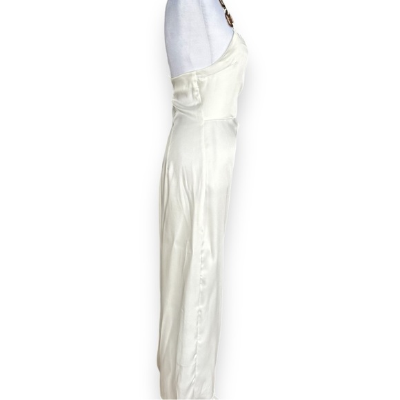 NWT Zara Women’s Chain Strap Satin Effect Straight Neck White Midi Dress Size XL - Picture 7 of 15